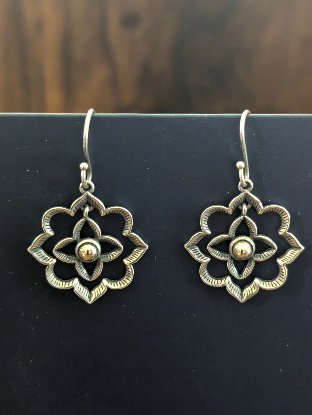 Retired James Avery Sterling Silver And Bronze Earhooks - Picture 1 of 2